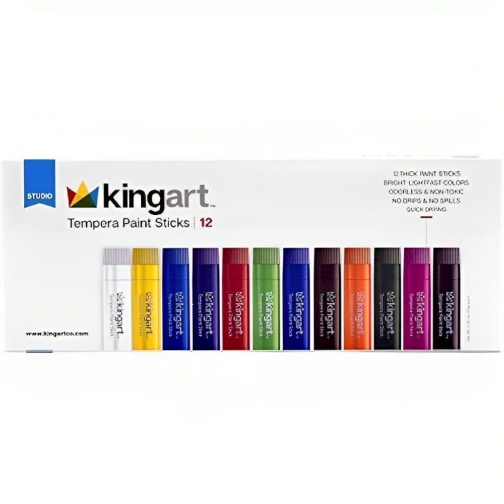 Kingart Washable Silky Solid Tempera Paint Sticks - Set of 12